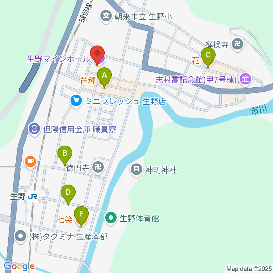 生野マインホール周辺のファミレス・ファーストフード一覧地図