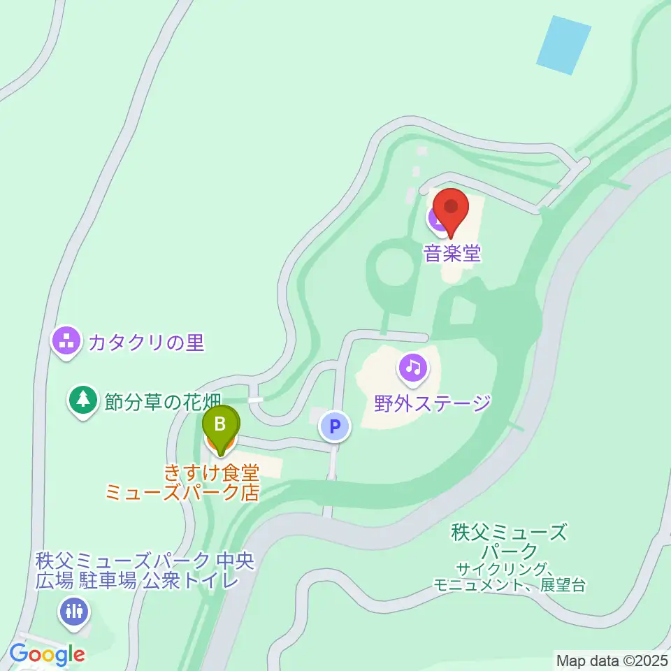 秩父ミューズパーク音楽堂周辺のファミレス・ファーストフード一覧地図