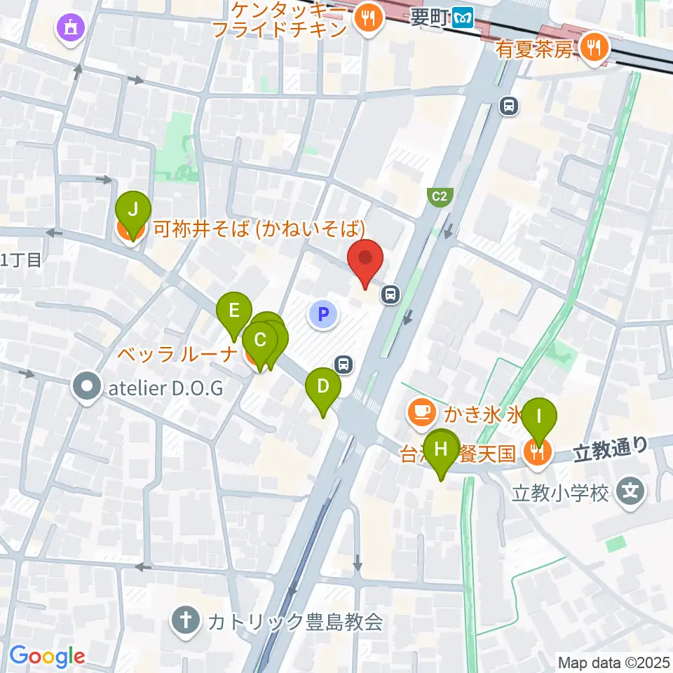 現代ギター社 GG学院周辺のファミレス・ファーストフード一覧地図