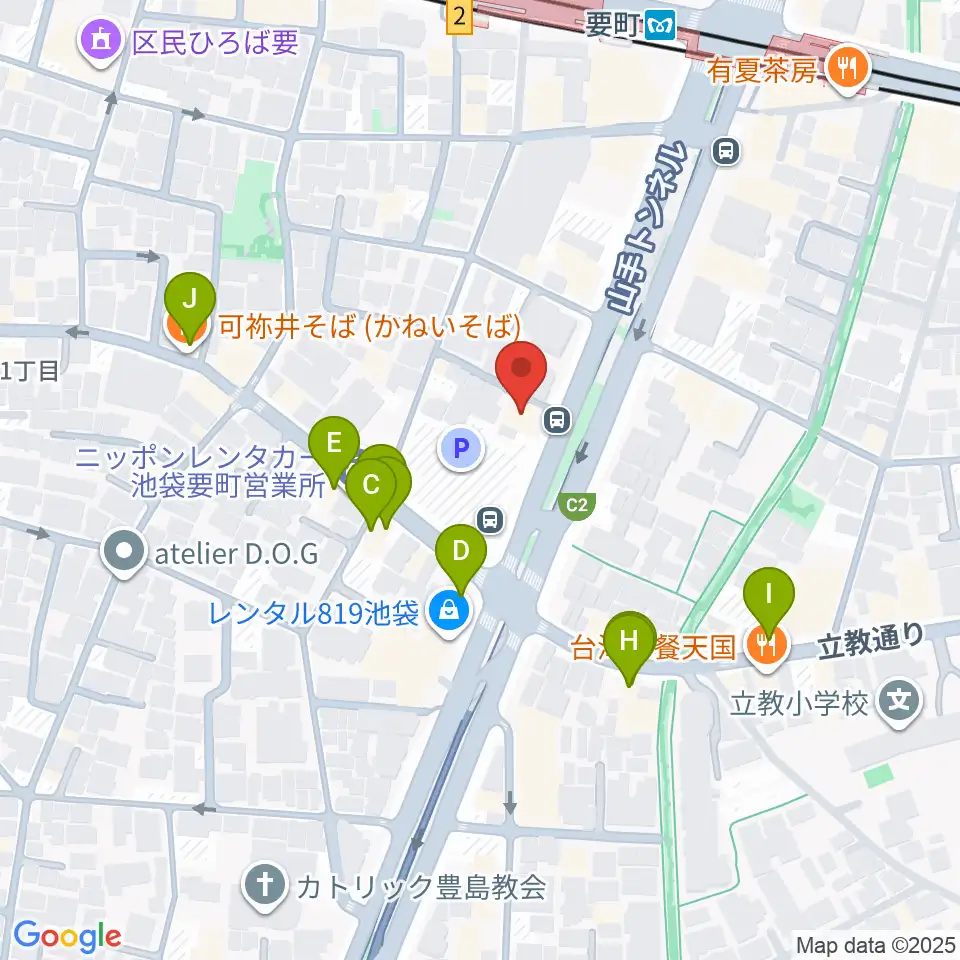 現代ギター社 GG学院周辺のファミレス・ファーストフード一覧地図