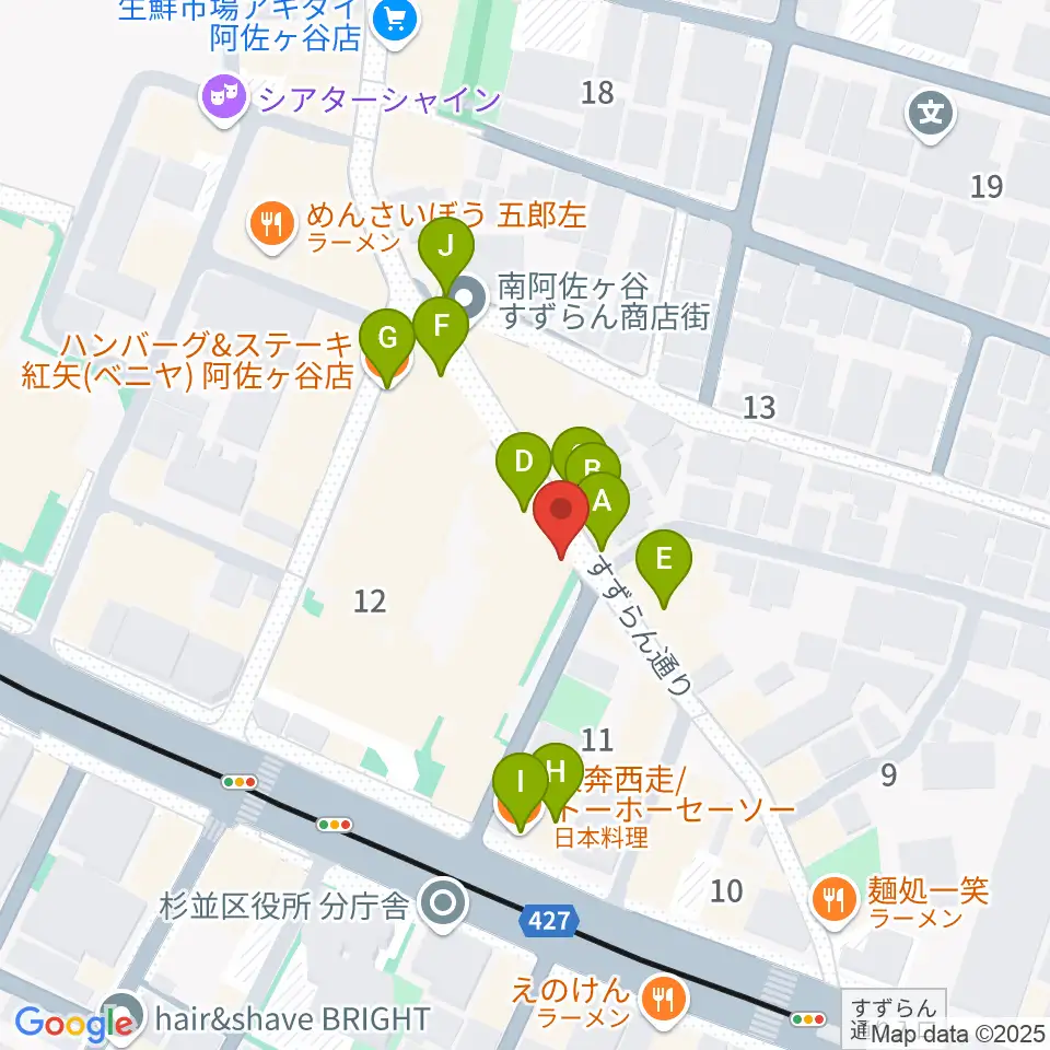 LAST GUITAR（ラストギター）周辺のファミレス・ファーストフード一覧地図