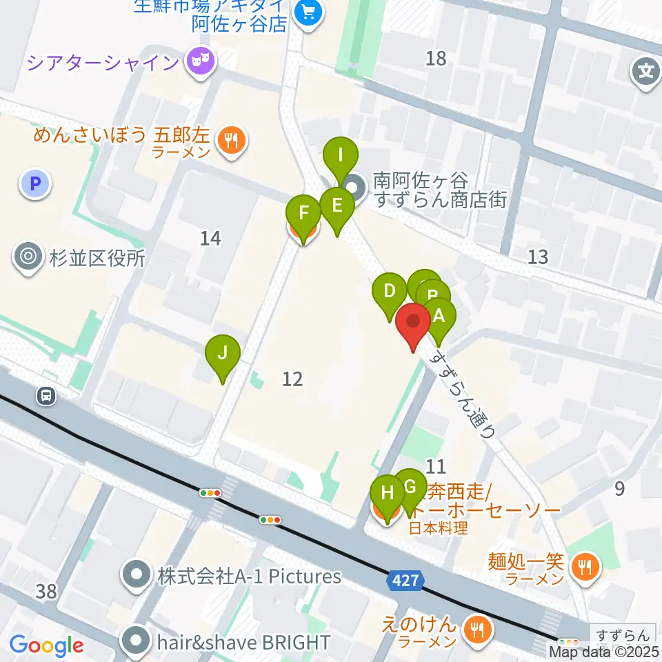 LAST GUITAR（ラストギター）周辺のファミレス・ファーストフード一覧地図