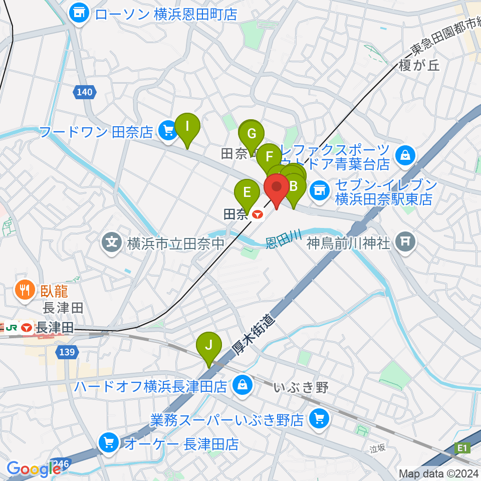 STUDIO likeドラムスクール周辺のファミレス・ファーストフード一覧地図