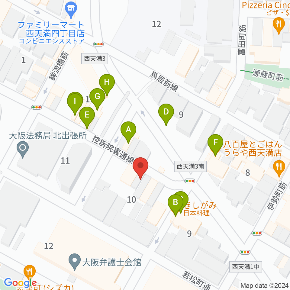 パストラーレ周辺のファミレス・ファーストフード一覧地図