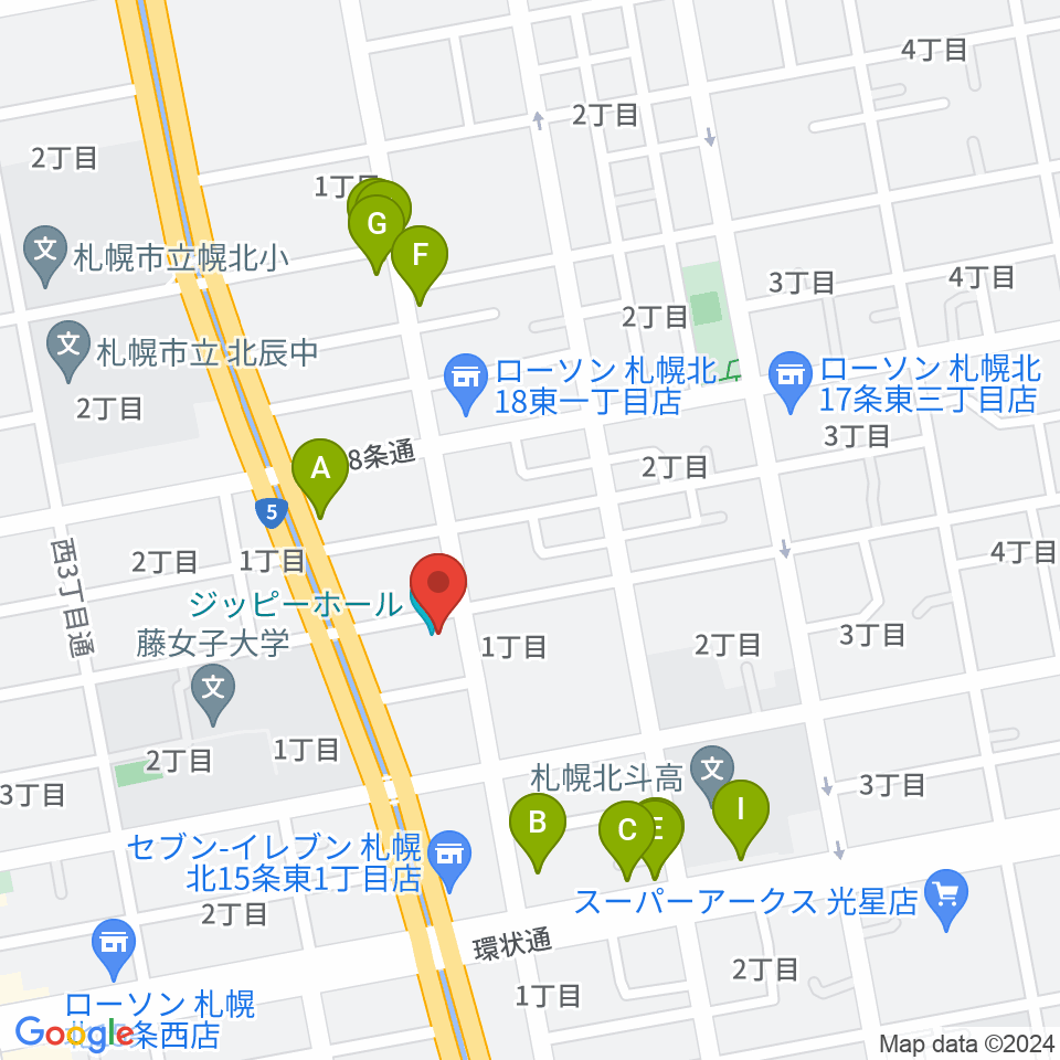 スタジオミックス・ジッピーホール周辺のファミレス・ファーストフード一覧地図