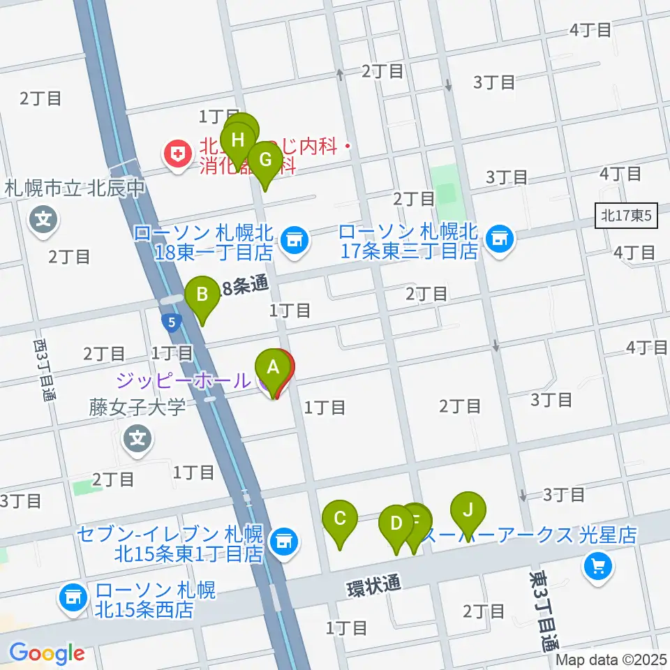 スタジオミックス・ジッピーホール周辺のファミレス・ファーストフード一覧地図