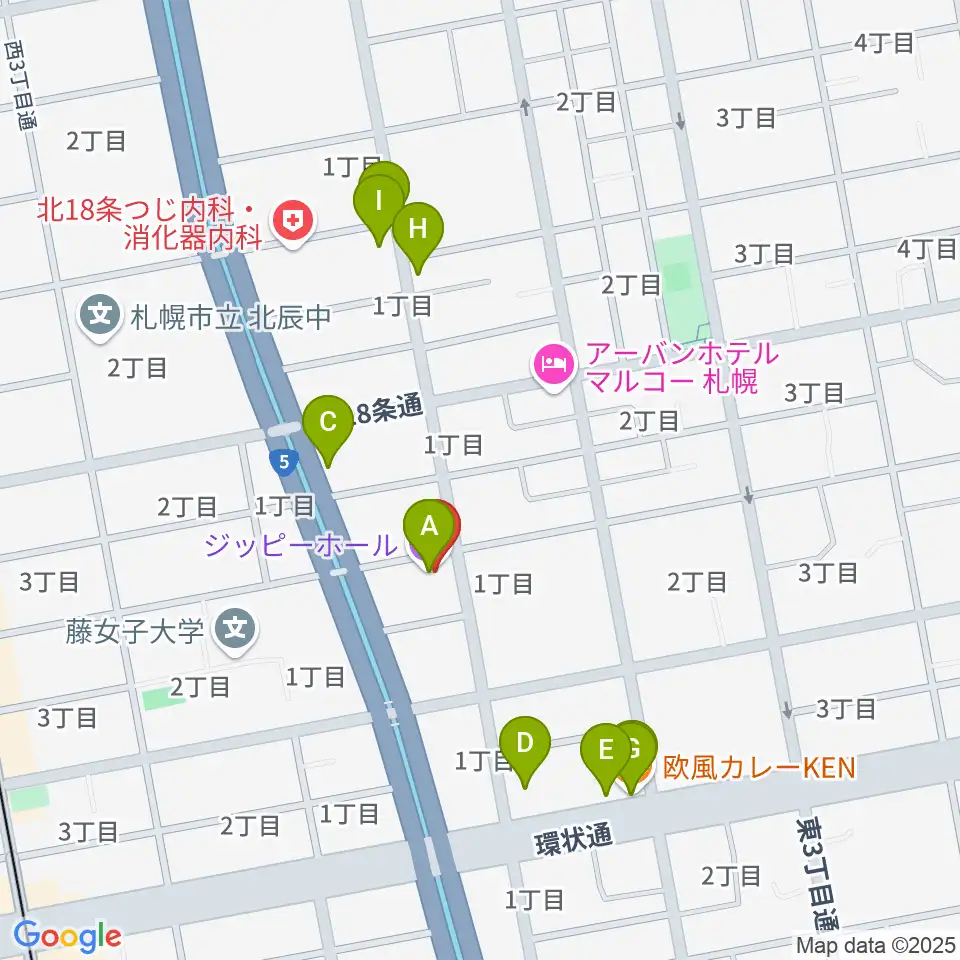 スタジオミックス・ジッピーホール周辺のファミレス・ファーストフード一覧地図