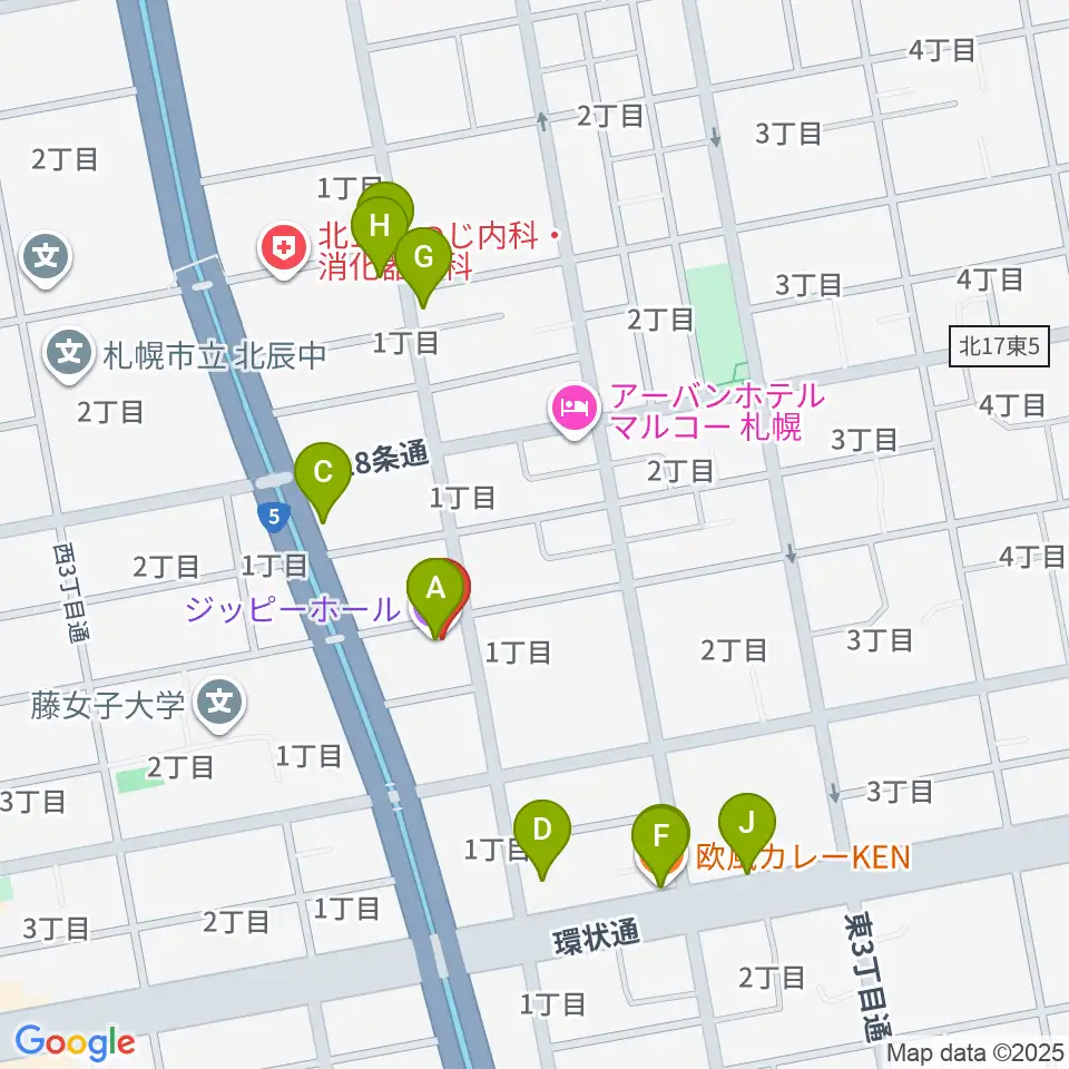 スタジオミックス・ジッピーホール周辺のファミレス・ファーストフード一覧地図