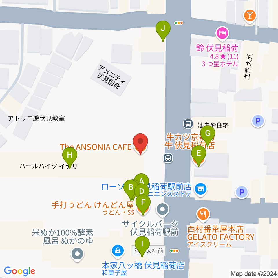 アンソニアカフェ周辺のファミレス・ファーストフード一覧地図