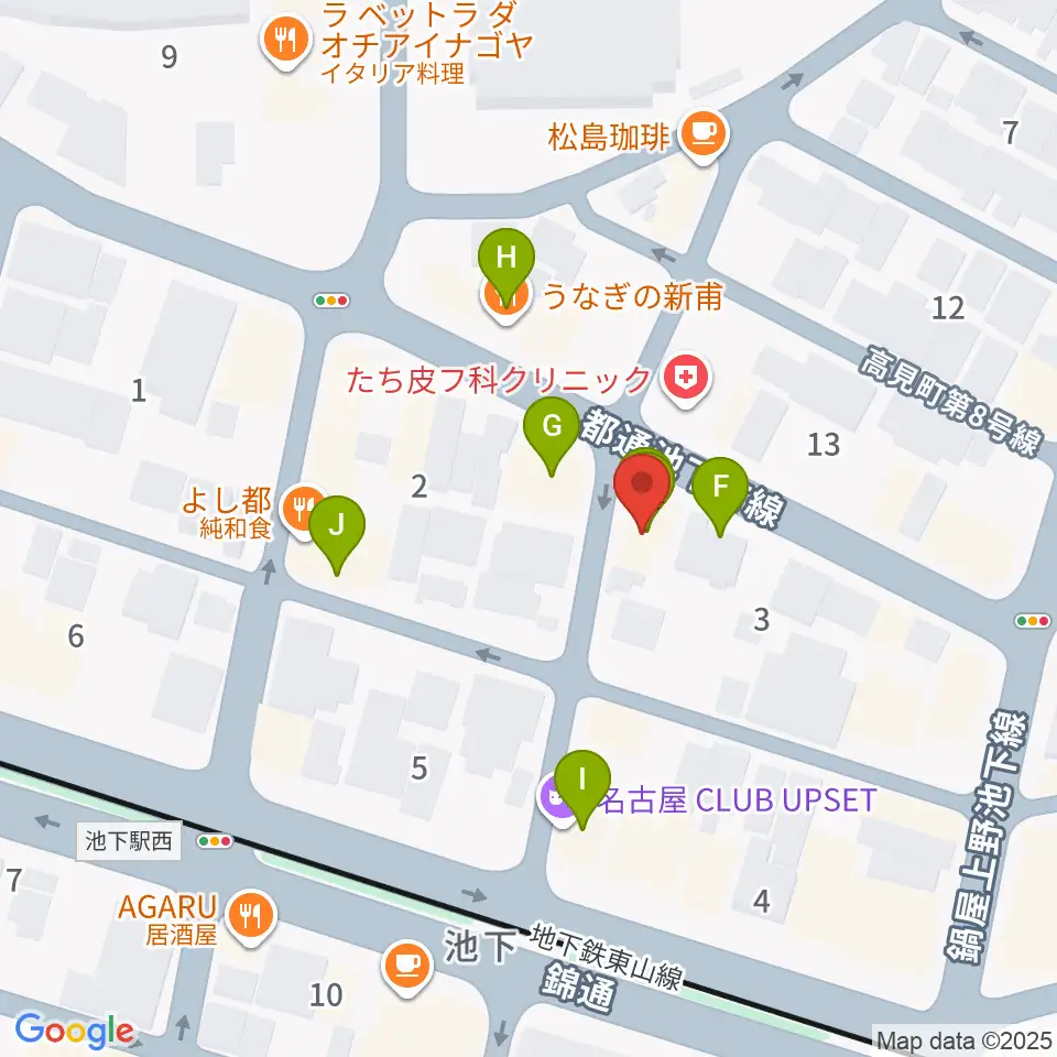 池下ストレガ周辺のファミレス・ファーストフード一覧地図