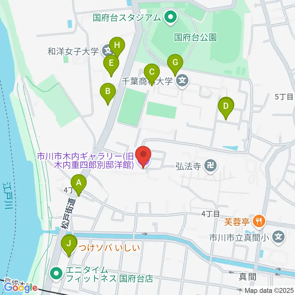 木内ギャラリー周辺のファミレス・ファーストフード一覧地図
