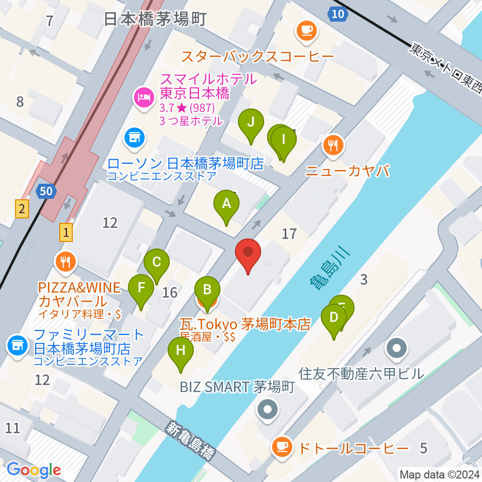 グランドギャラリー東京周辺のファミレス・ファーストフード一覧地図