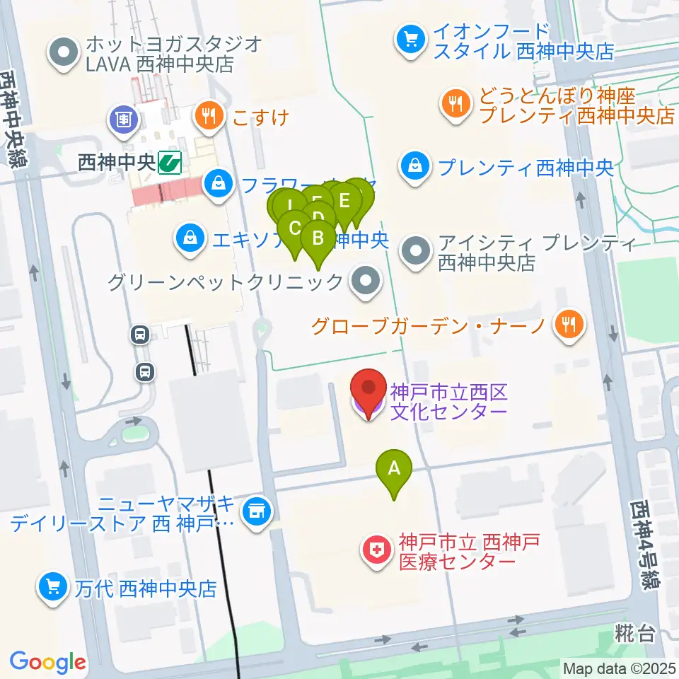 神戸市西区文化センター周辺のファミレス・ファーストフード一覧地図