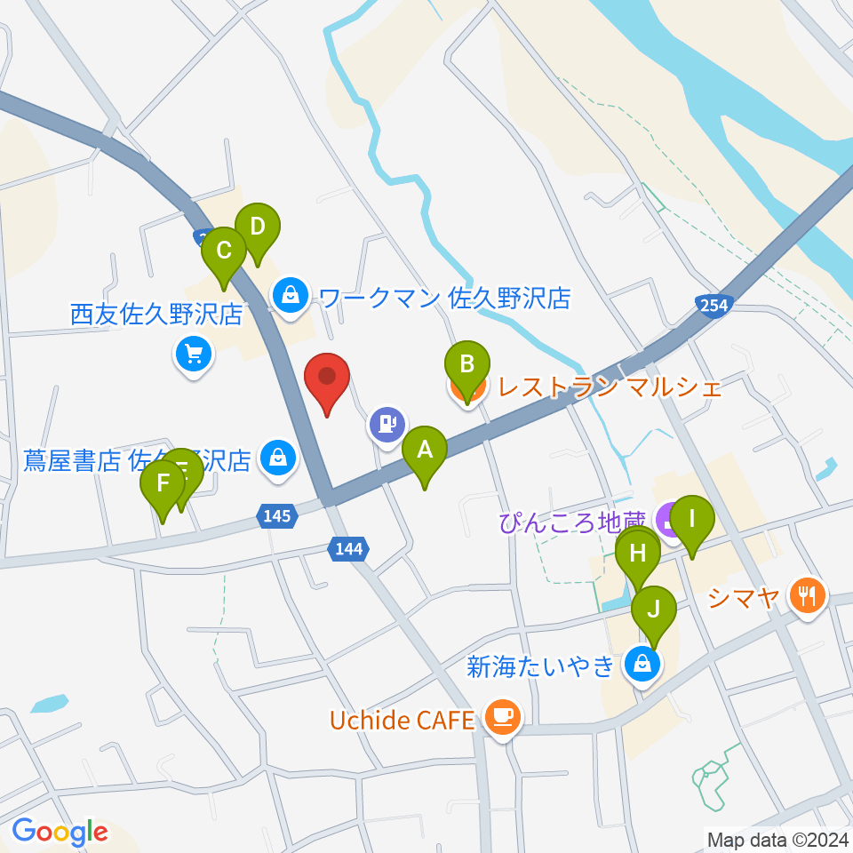 サンピアン佐久店周辺のファミレス・ファーストフード一覧地図