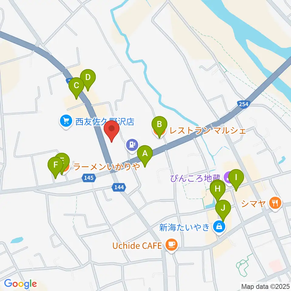 サンピアン佐久店周辺のファミレス・ファーストフード一覧地図