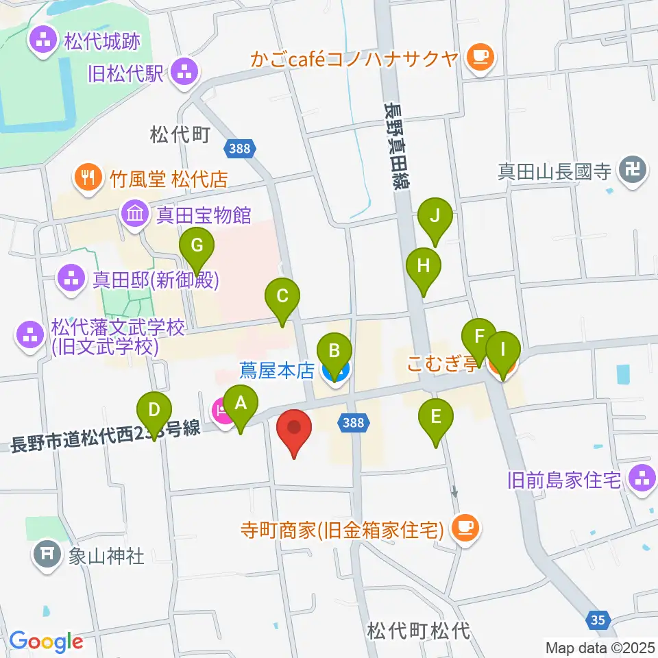 長野市松代文化ホール周辺のファミレス・ファーストフード一覧地図