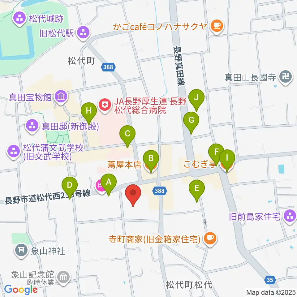 長野市松代文化ホール周辺のファミレス・ファーストフード一覧地図