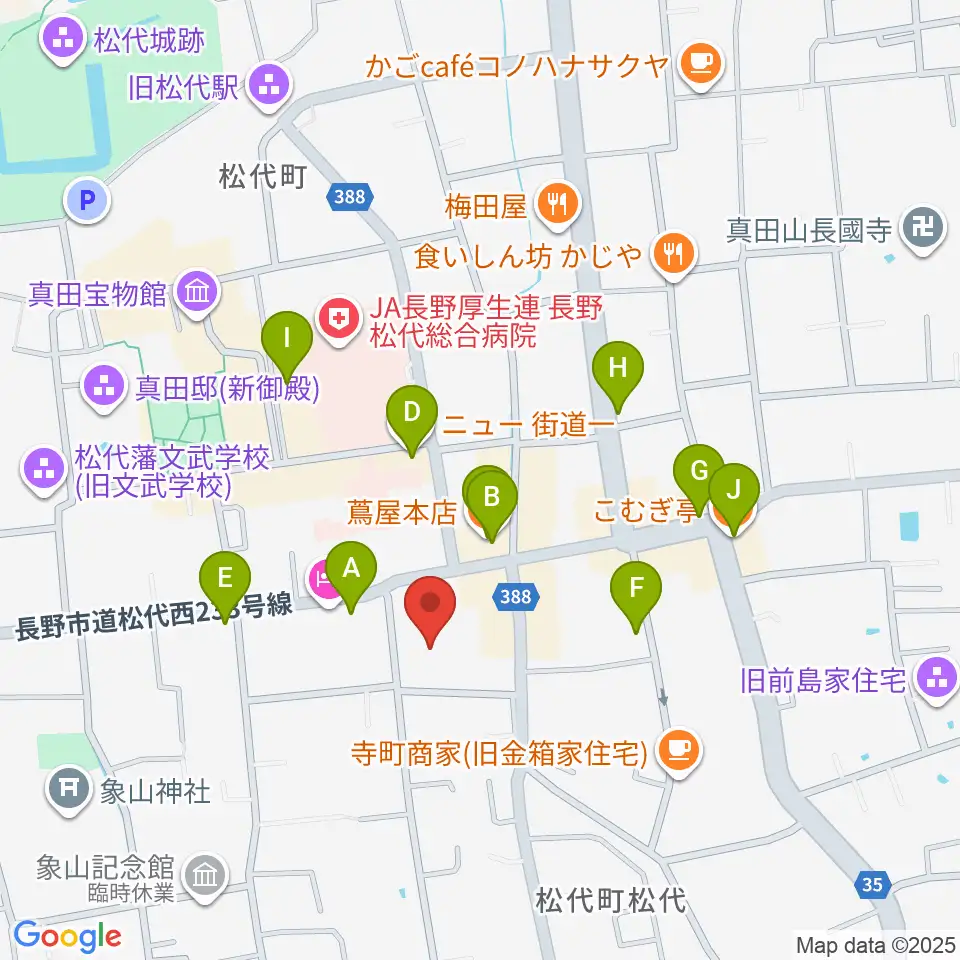 長野市松代文化ホール周辺のファミレス・ファーストフード一覧地図