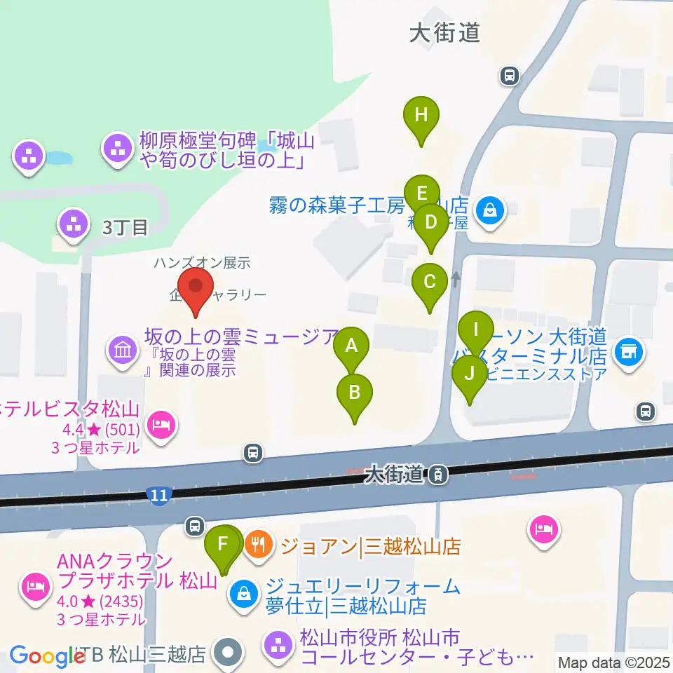 坂の上の雲ミュージアム周辺のファミレス・ファーストフード一覧地図