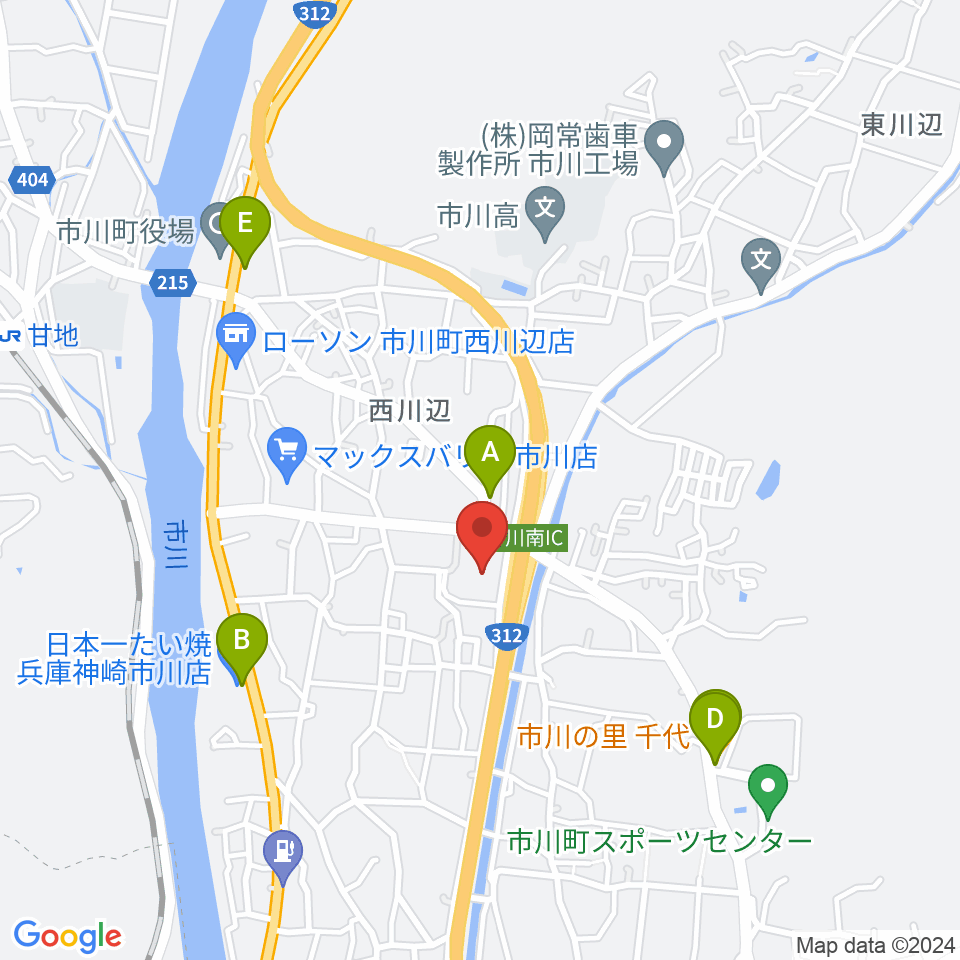 市川町文化センターひまわりホール周辺のファミレス・ファーストフード一覧地図