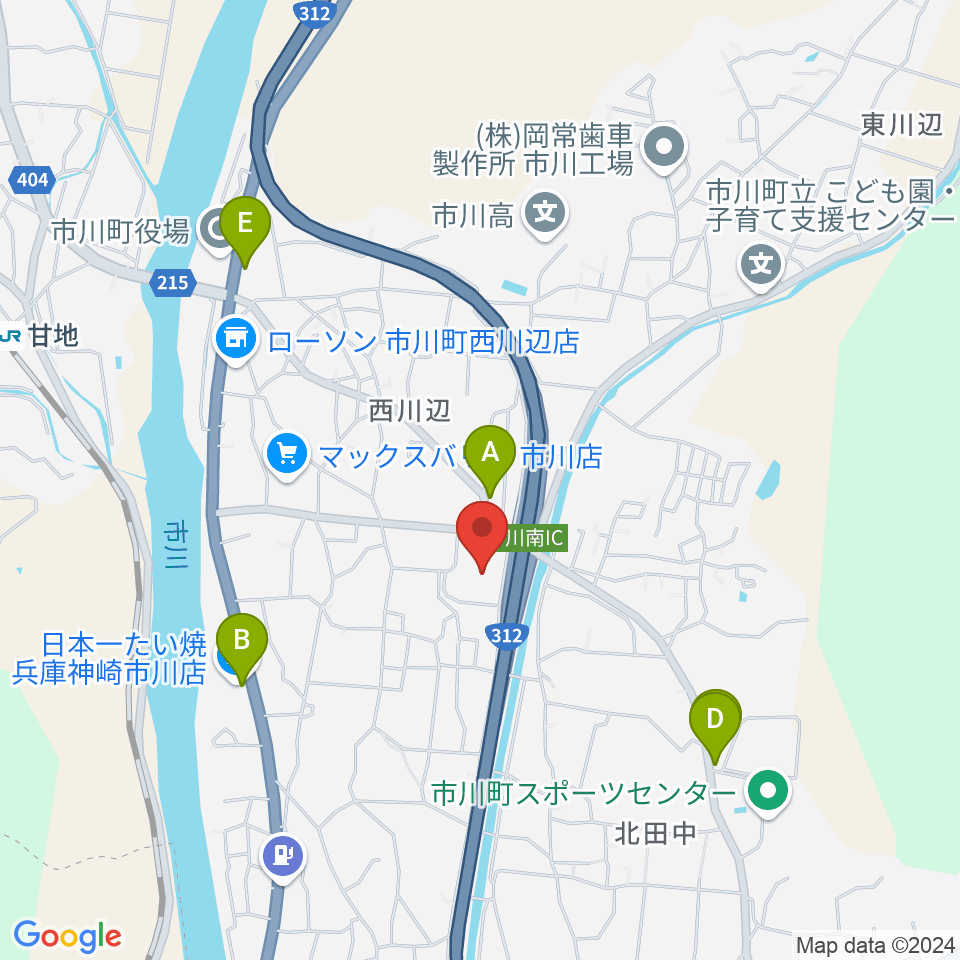 市川町文化センターひまわりホール周辺のファミレス・ファーストフード一覧地図