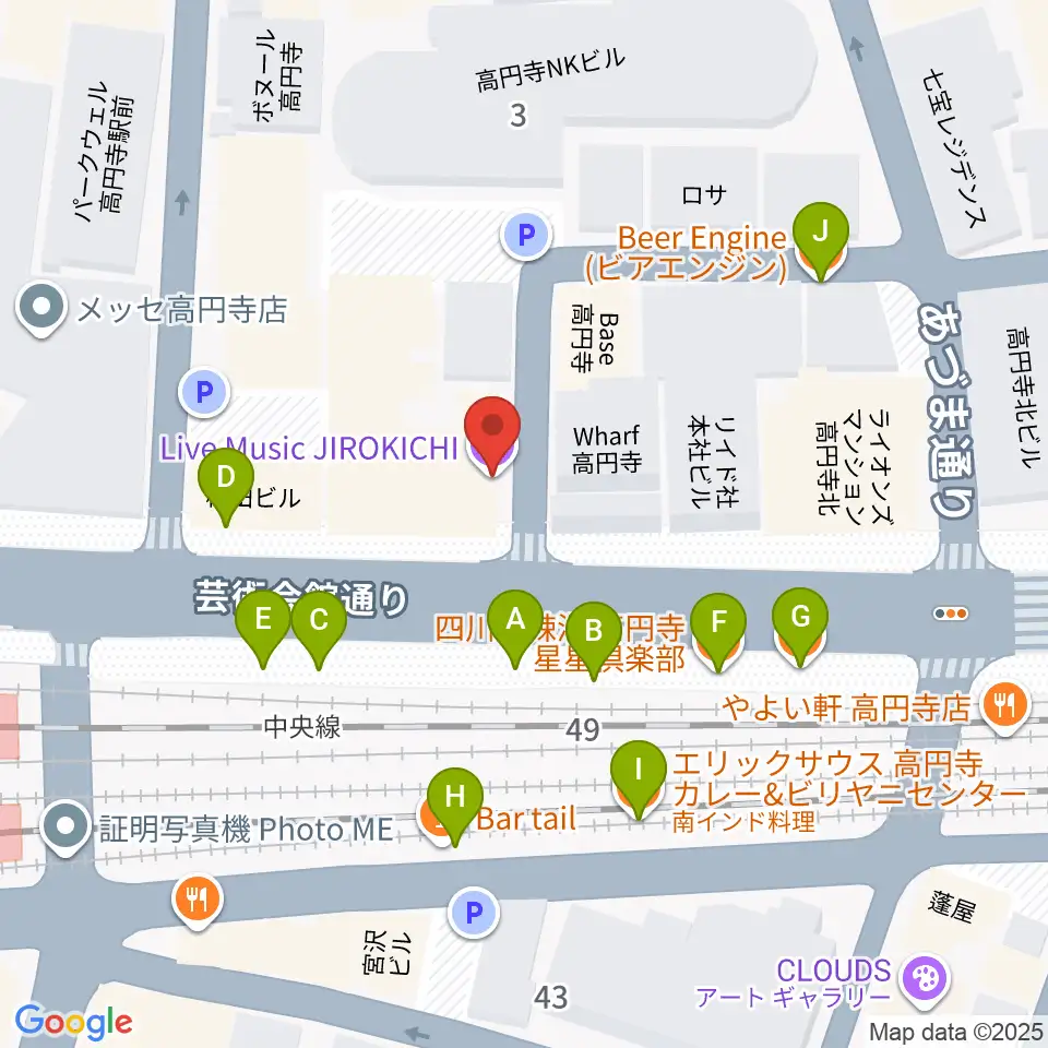 JIROKICHI周辺のファミレス・ファーストフード一覧地図