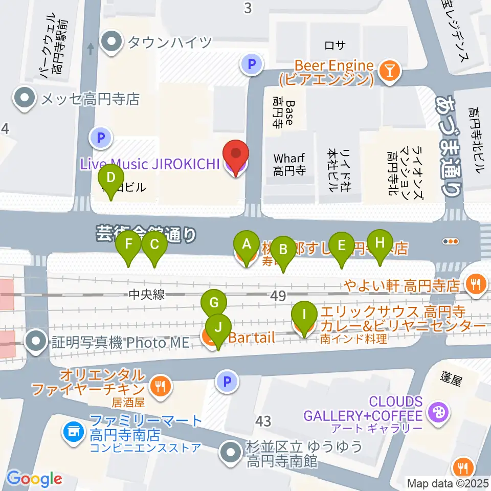JIROKICHI周辺のファミレス・ファーストフード一覧地図