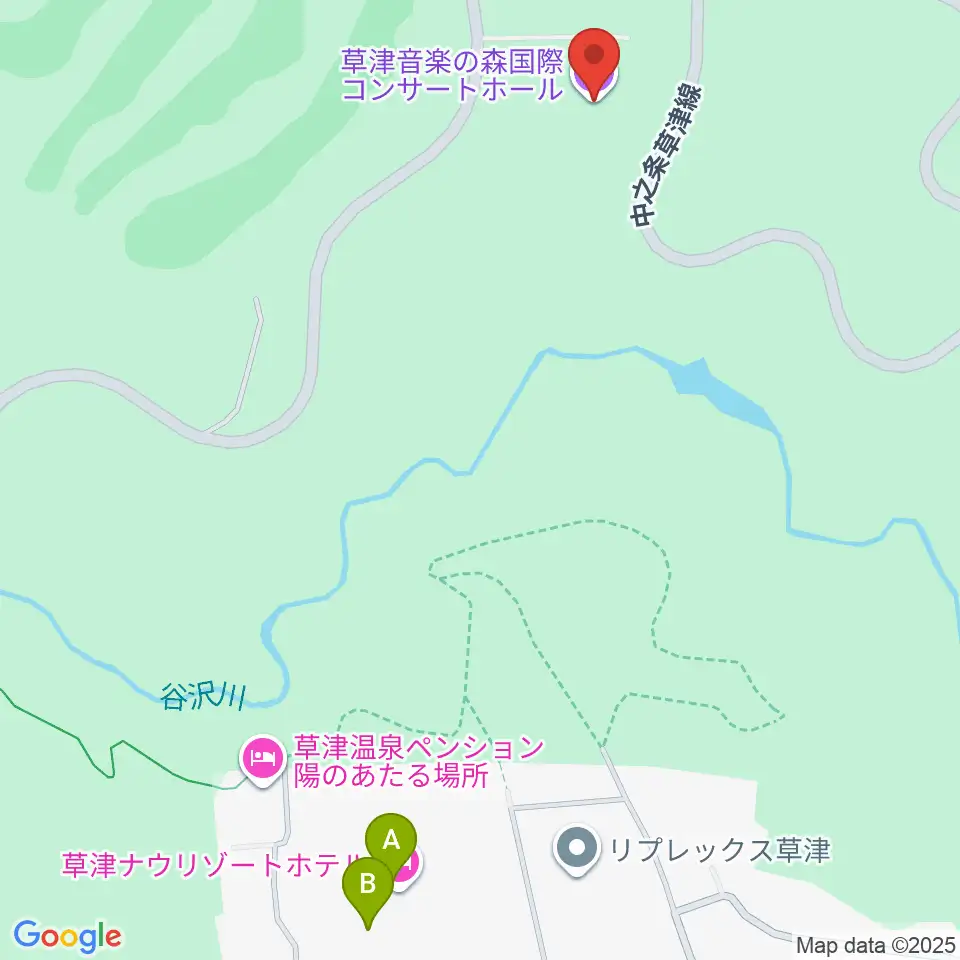 草津音楽の森国際コンサートホール周辺のファミレス・ファーストフード一覧地図