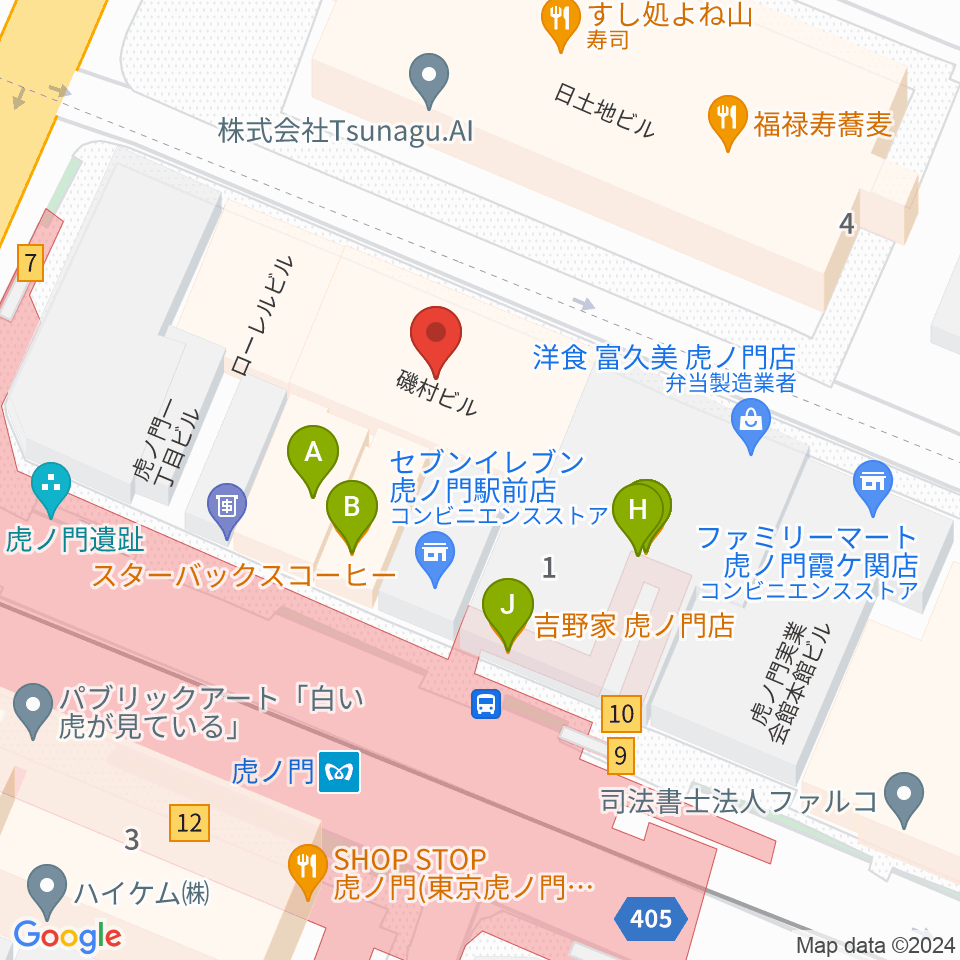 ビーテックジャパン東京周辺のファミレス・ファーストフード一覧地図