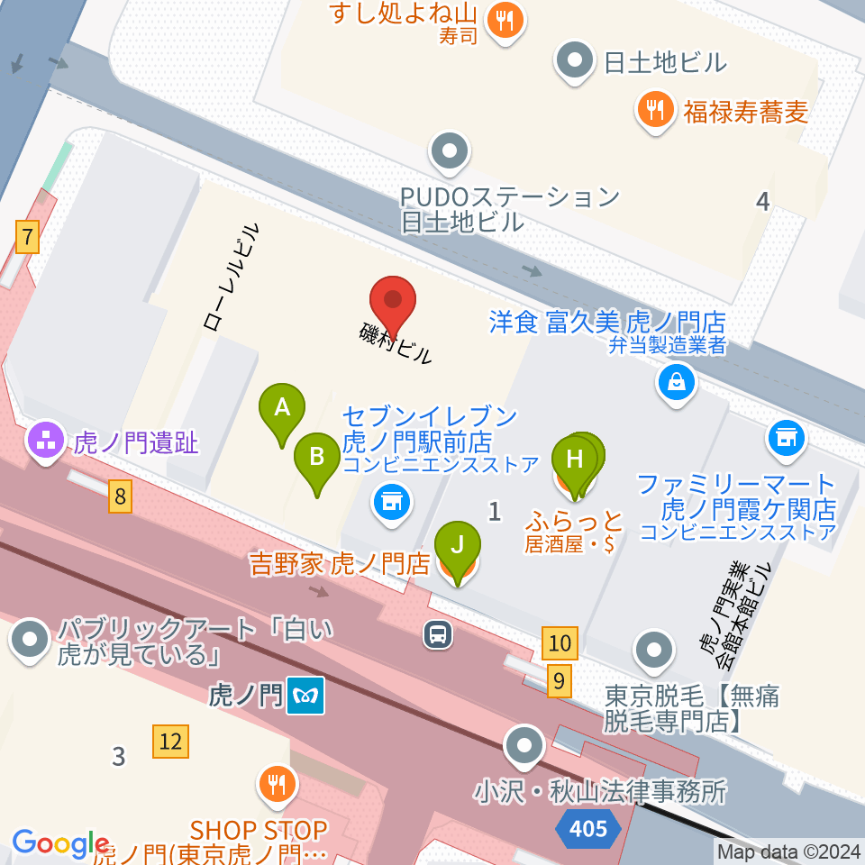 ビーテックジャパン東京周辺のファミレス・ファーストフード一覧地図