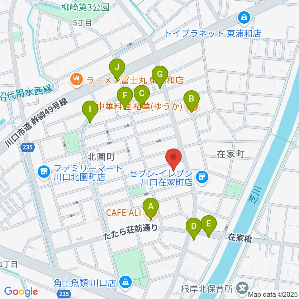 マスカット音楽教室周辺のファミレス・ファーストフード一覧地図