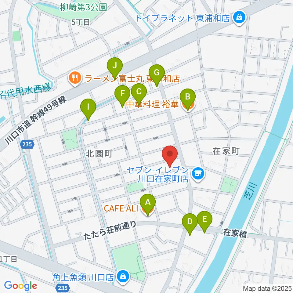 マスカット音楽教室周辺のファミレス・ファーストフード一覧地図