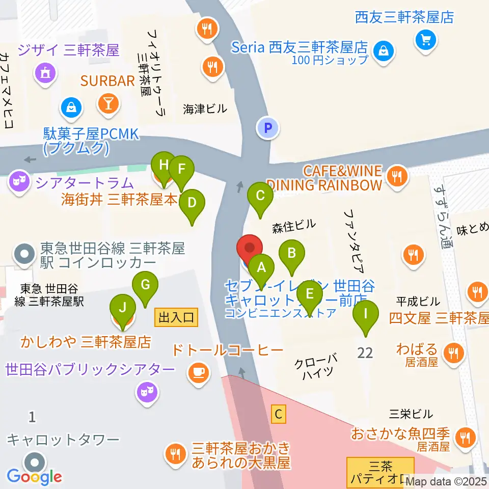 サロン・テッセラ周辺のファミレス・ファーストフード一覧地図