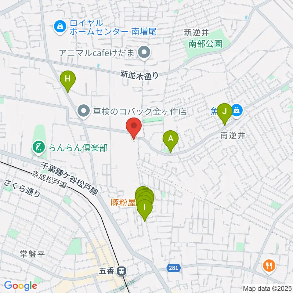 フリュ－ゲル・ザール周辺のファミレス・ファーストフード一覧地図