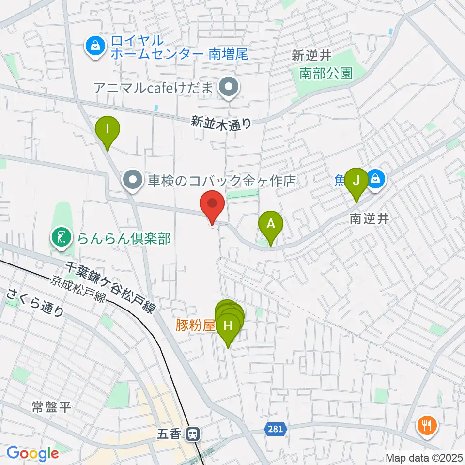 フリュ－ゲル・ザール周辺のファミレス・ファーストフード一覧地図
