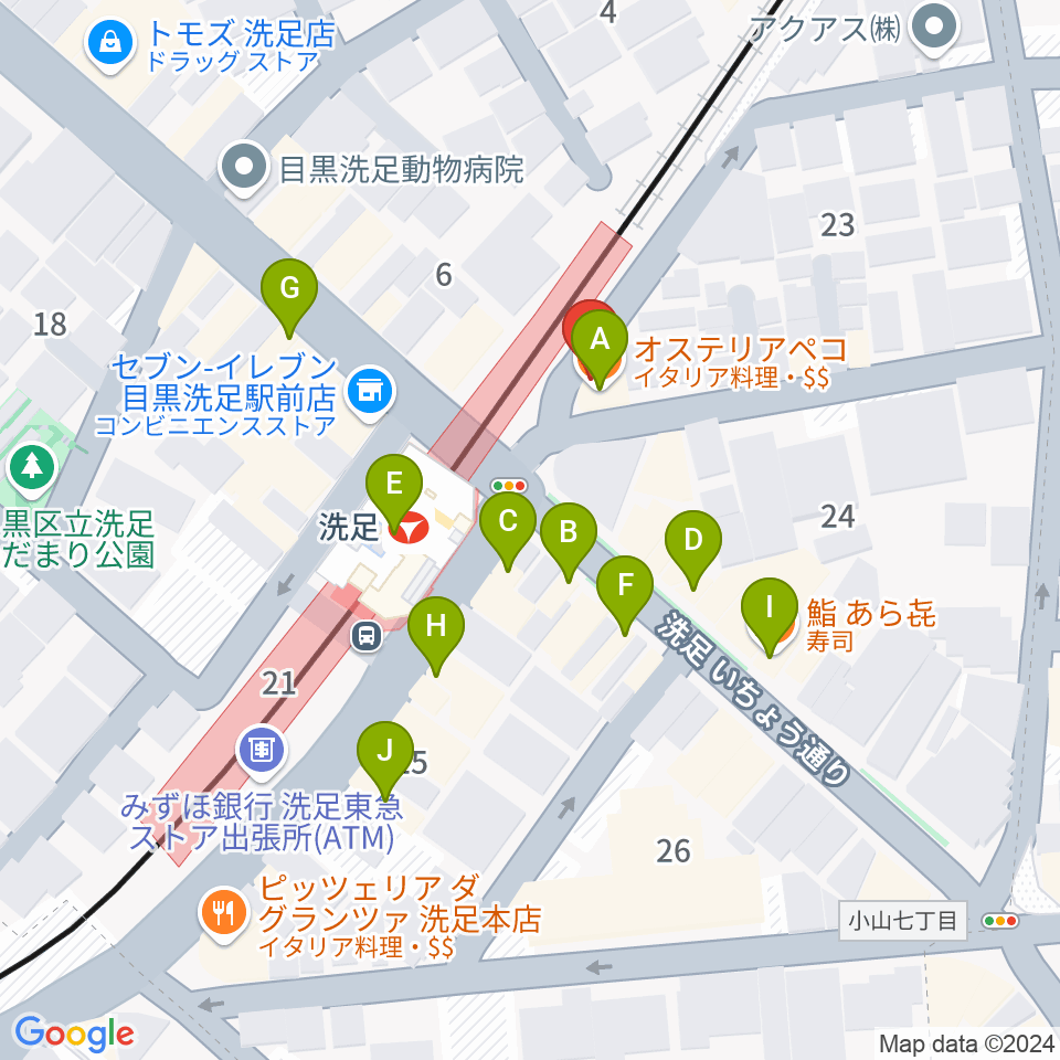 プリモ芸術工房周辺のファミレス・ファーストフード一覧地図