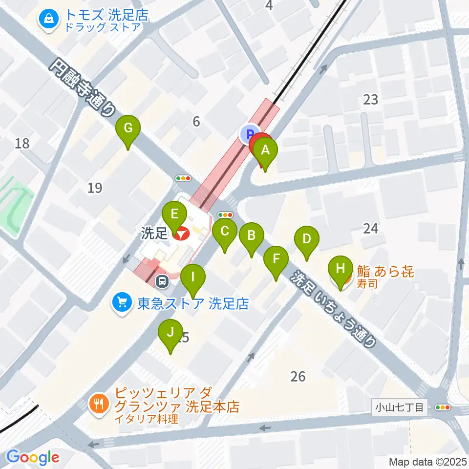 プリモ芸術工房周辺のファミレス・ファーストフード一覧地図