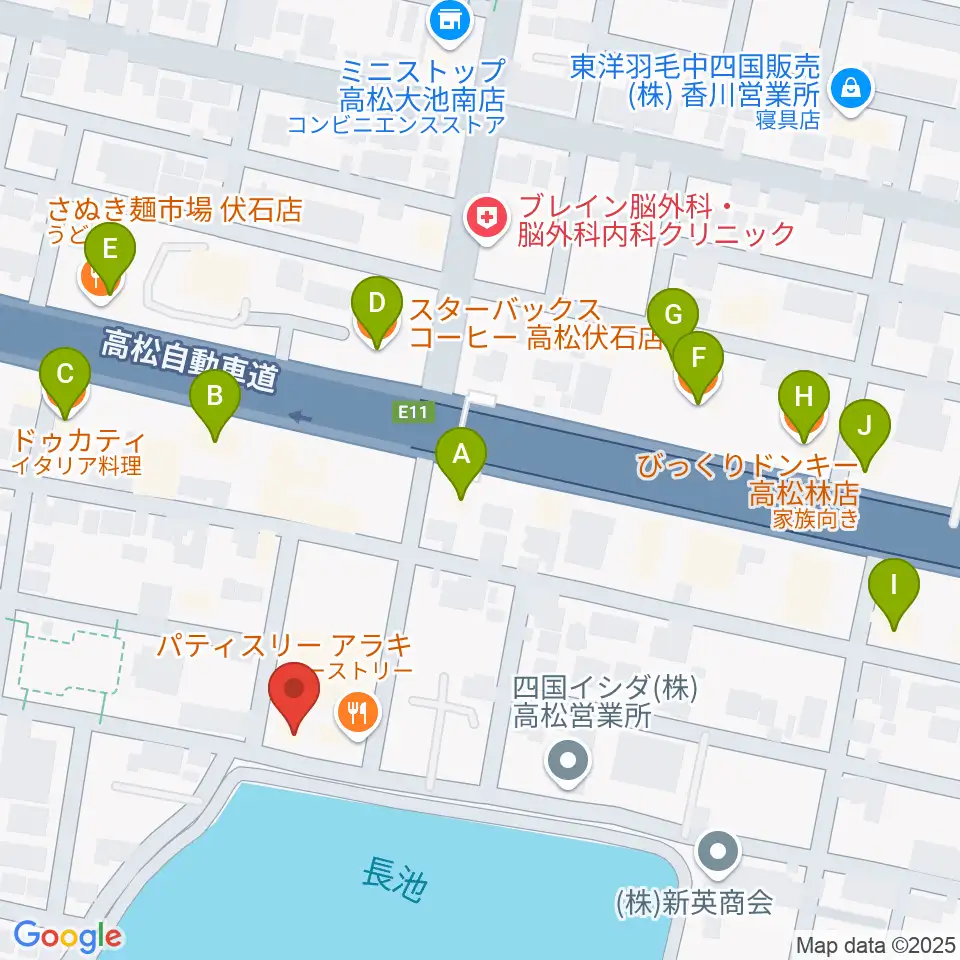 KUSAKA音楽教室周辺のファミレス・ファーストフード一覧地図