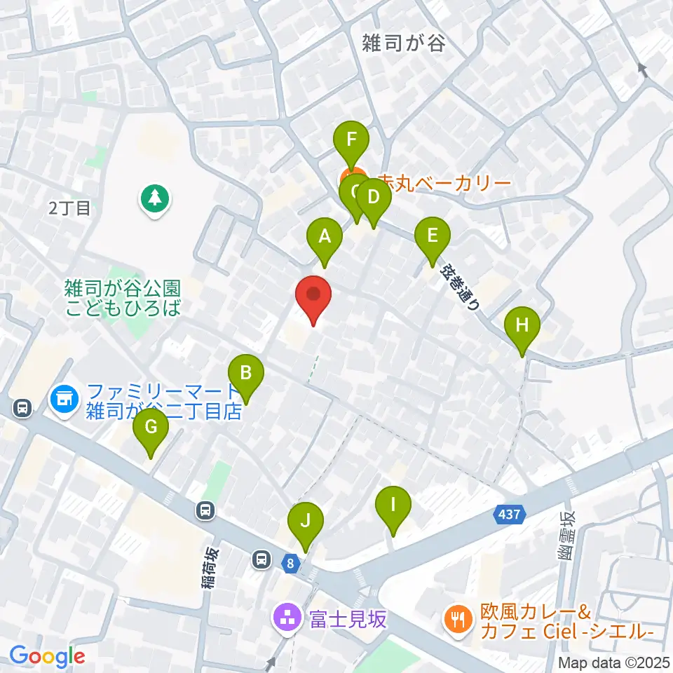 雑司が谷音楽堂周辺のファミレス・ファーストフード一覧地図