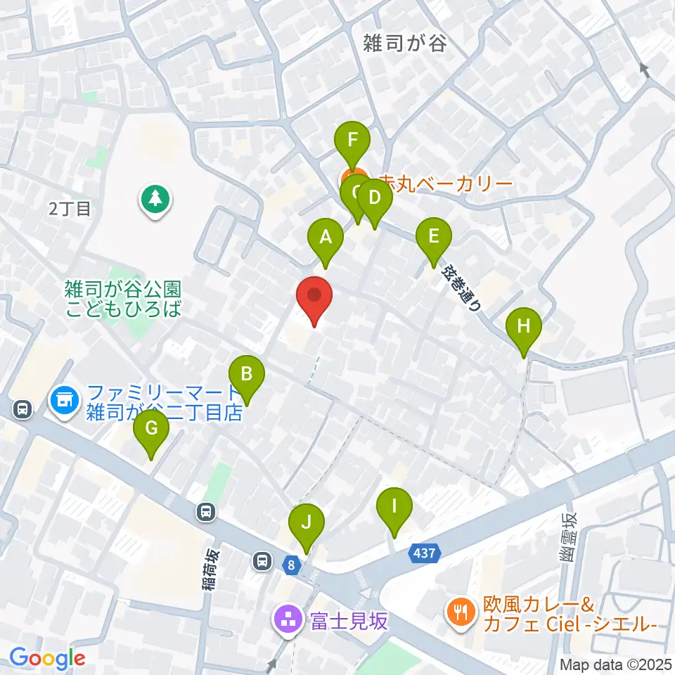 雑司が谷音楽堂周辺のファミレス・ファーストフード一覧地図