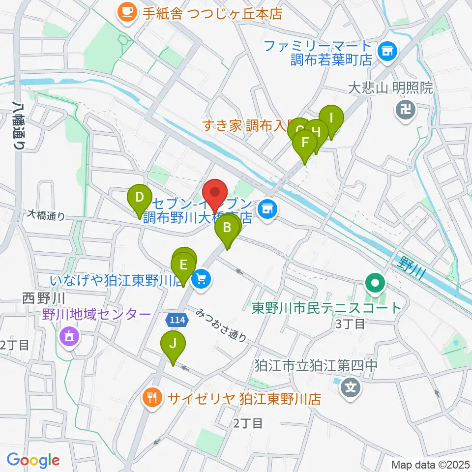 山石屋洋琴工房周辺のファミレス・ファーストフード一覧地図