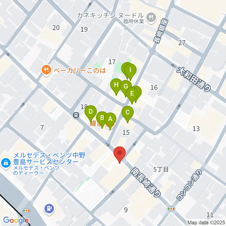 一音会 ひびきホール周辺のファミレス・ファーストフード一覧地図