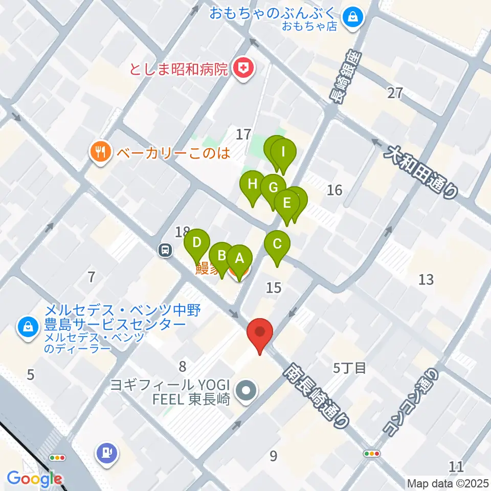 一音会 ひびきホール周辺のファミレス・ファーストフード一覧地図