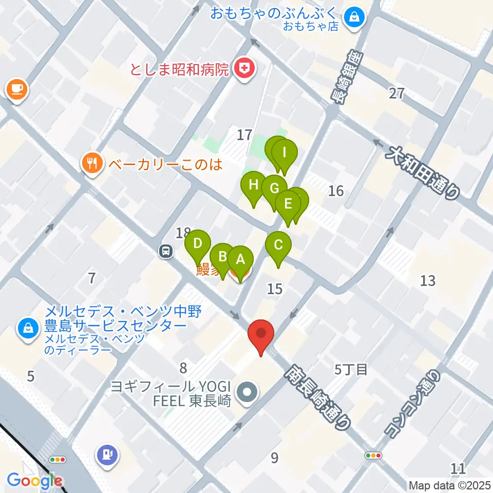 一音会 ひびきホール周辺のファミレス・ファーストフード一覧地図