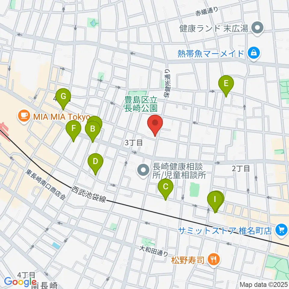 一音会ミュージックスクール周辺のファミレス・ファーストフード一覧地図