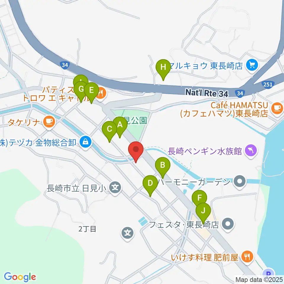 クボタホール周辺のファミレス・ファーストフード一覧地図