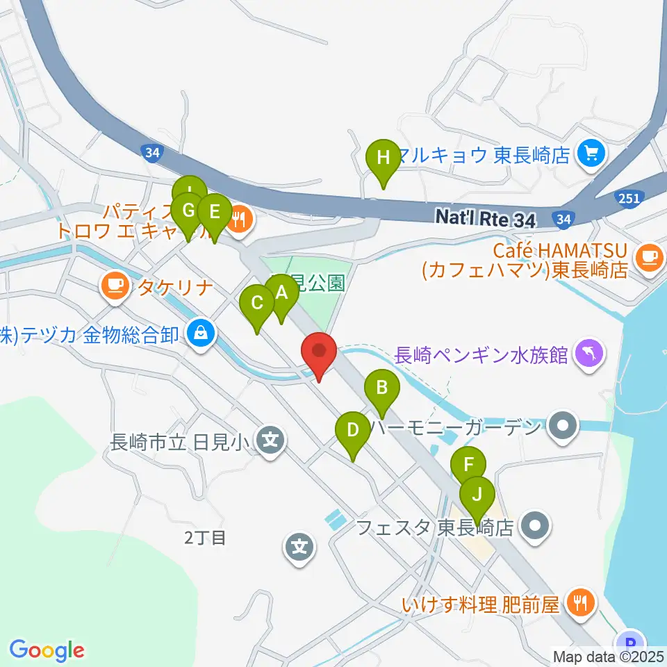 クボタホール周辺のファミレス・ファーストフード一覧地図