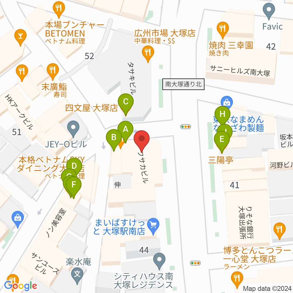 大塚Welcome back周辺のファミレス・ファーストフード一覧地図