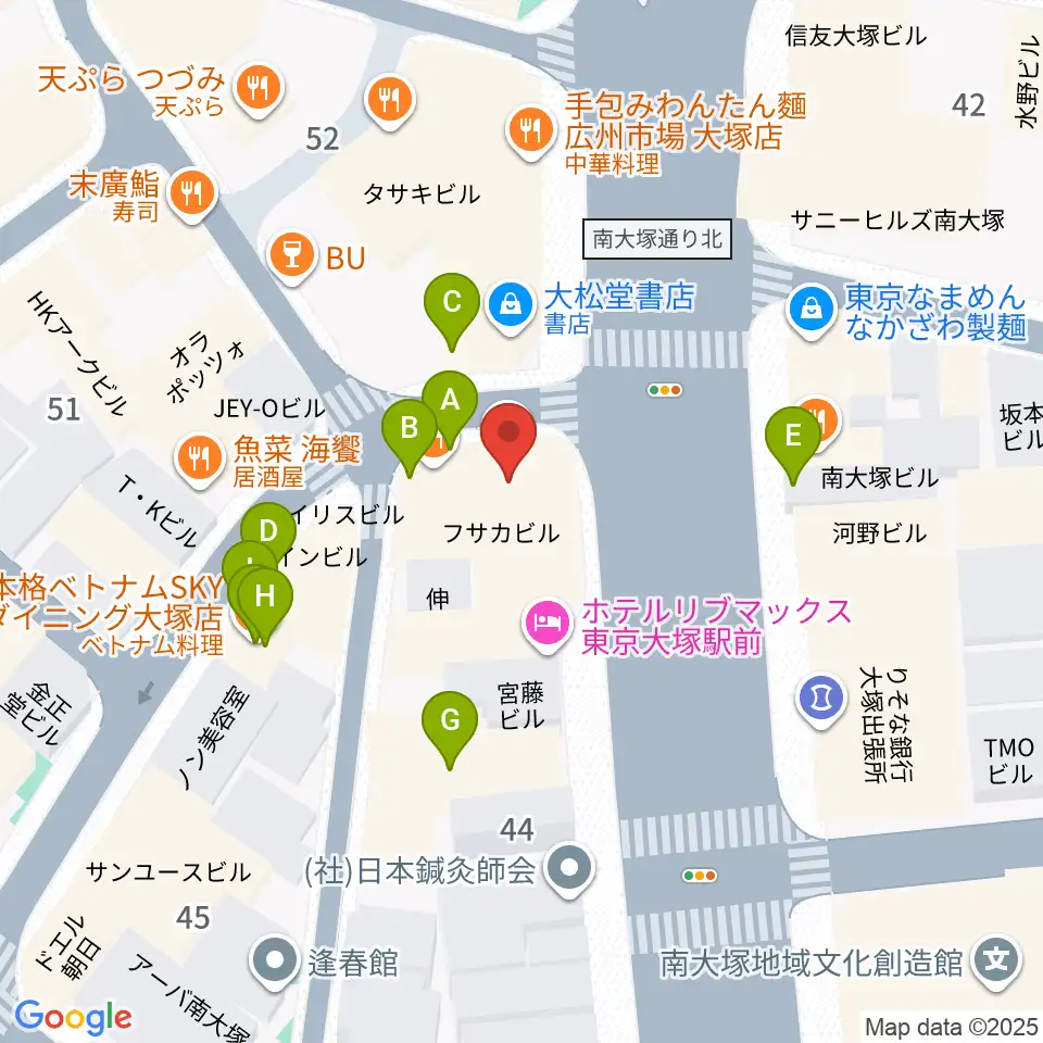 大塚Welcome back周辺のファミレス・ファーストフード一覧地図