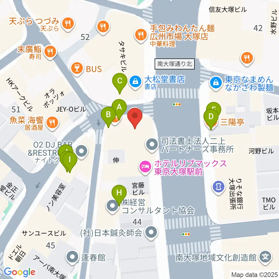 大塚Welcome back周辺のファミレス・ファーストフード一覧地図